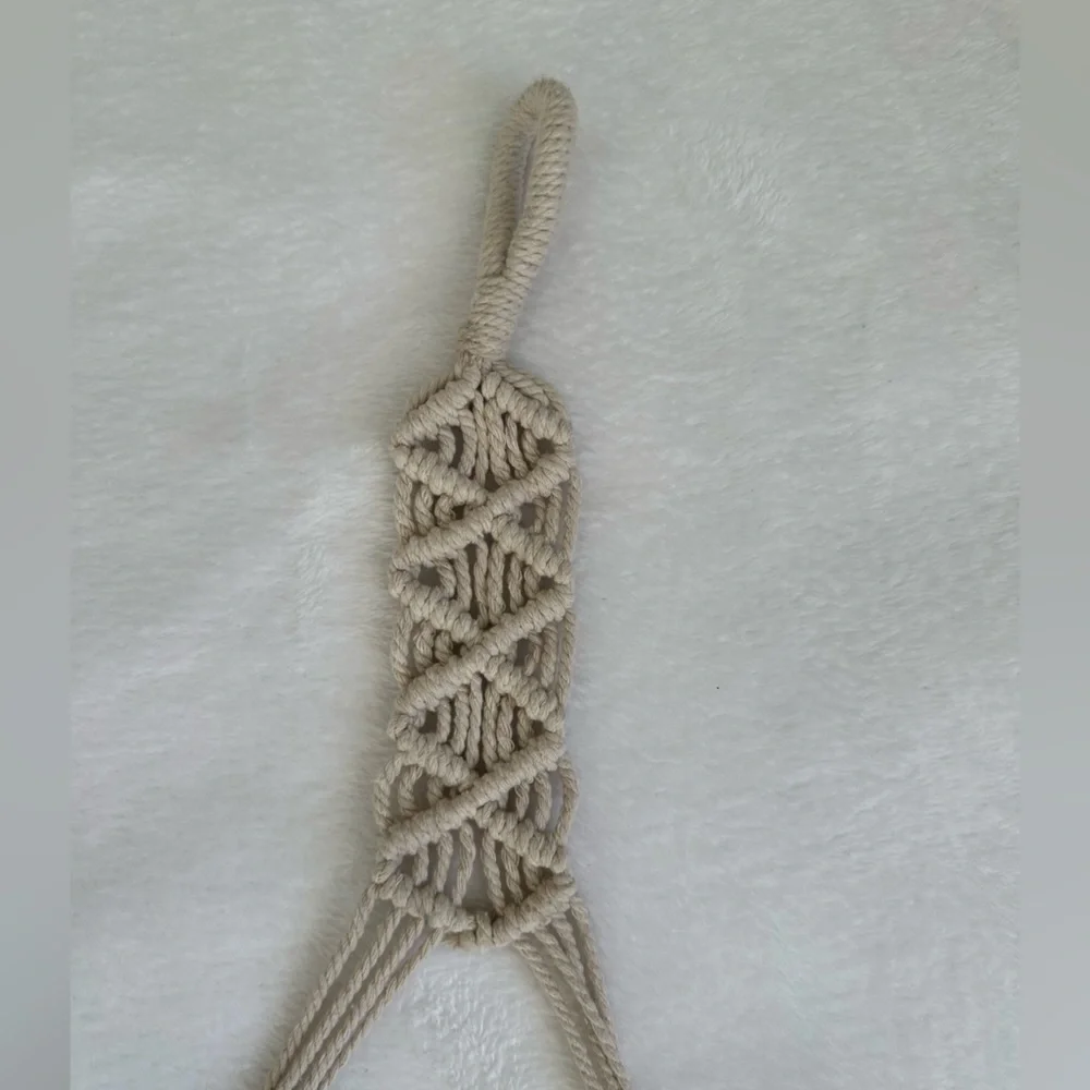 Boho Macrame Hanging Shelf in Cream and Brown
